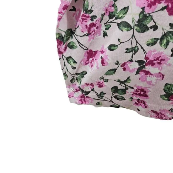 New PINK BLOSSOM VINE FLORAL V-NECK SHORT SLEEVE TEE 5X SPRING SUMMER - Picture 4 of 6